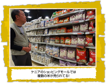 ケニアのショッピングモールでは 複数の米が売られてる!