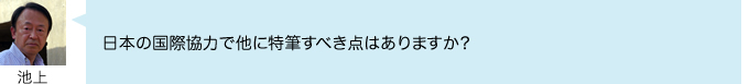 日本の国際協力で他に特筆すべき点はありますか?