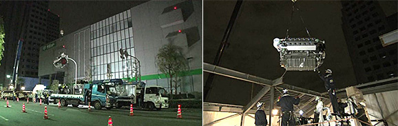 700kWガスエンジンコージェネをオフィス棟の屋上に搬入・設置