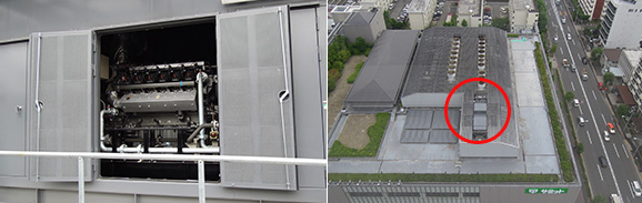 新たに導入された700kW高効率ガスコージェネ(左)