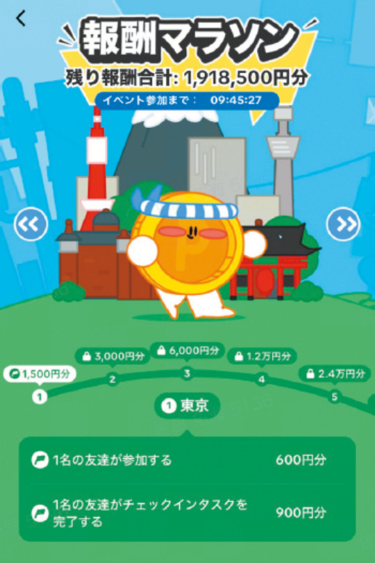 報酬マラソン画面