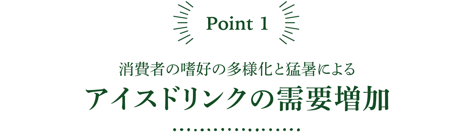 消費者の嗜好の多様化と猛暑によるアイスドリンクの需要増加