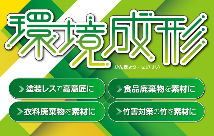 衣料リサイクルペレット・食品廃棄物・塗装レスなど環境に優しい成形技術 株式会社室島精工