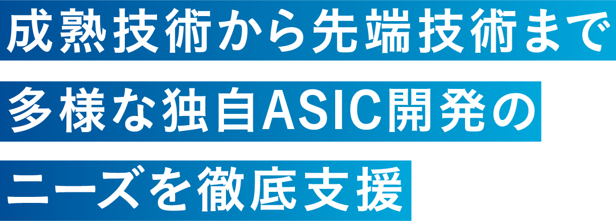 成熟技術から先端技術まで多様な独自ASIC開発のニーズを徹底支援