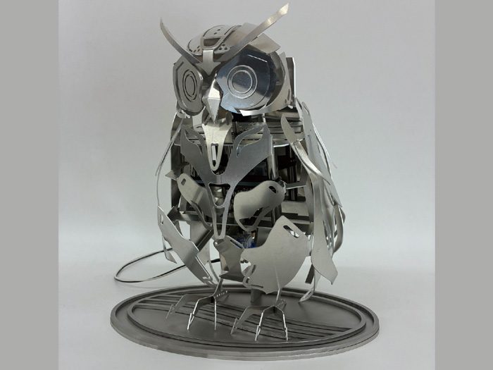 板金造形×首振りギミックのフクロウ作品