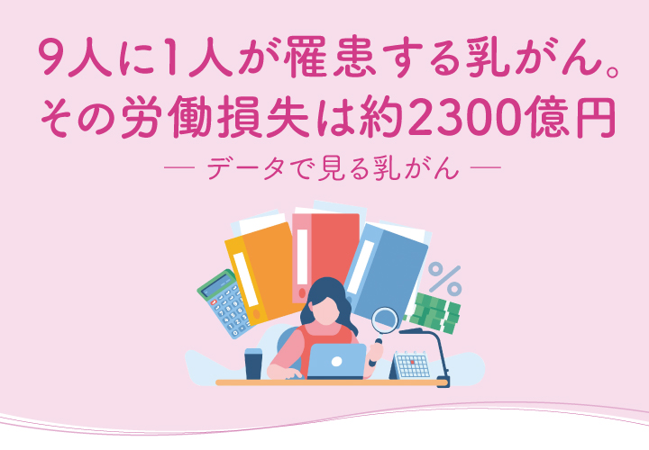 9人に1人が罹患する乳がん。その労働損失は約2300億円 ─ データで見る乳がん ─
