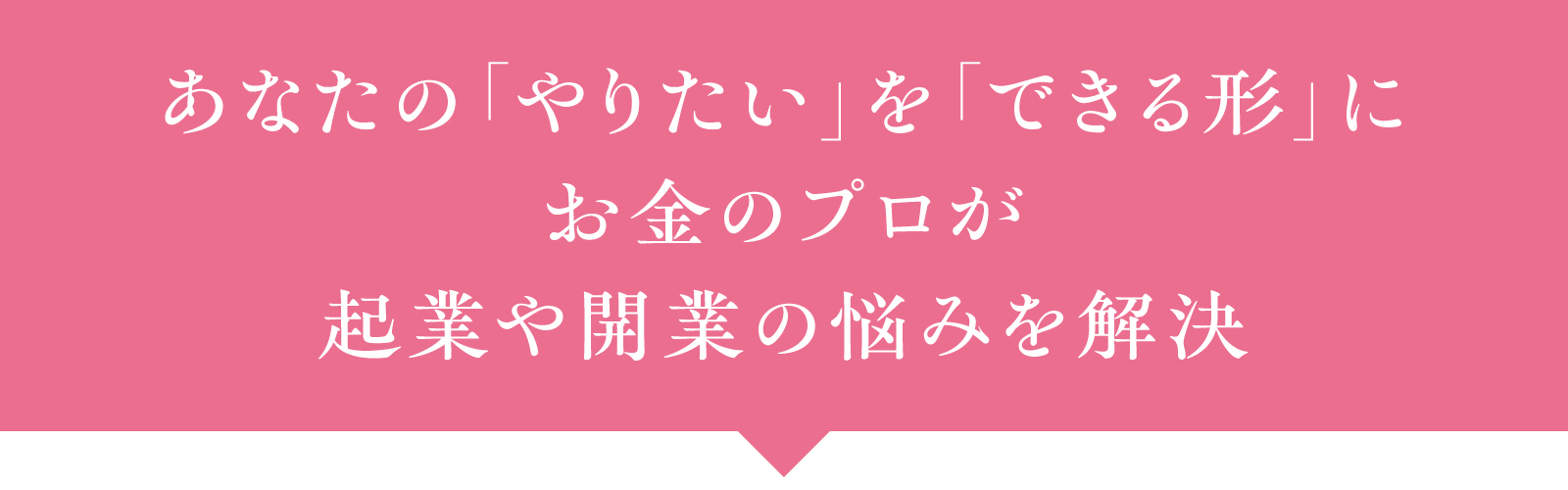 あなたの「やりたい」を「できる形」にお金のプロが起業や開業の悩みを解決