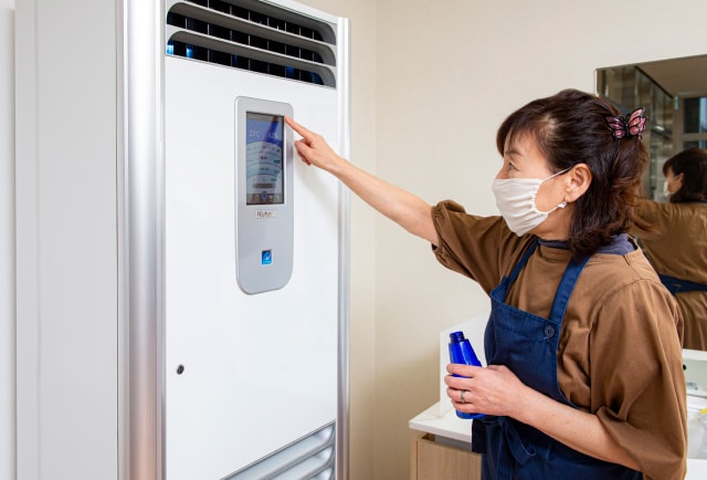 空気環境整備に加え除菌水としても活用早苗寮でのピュアウォッシャー活用方法