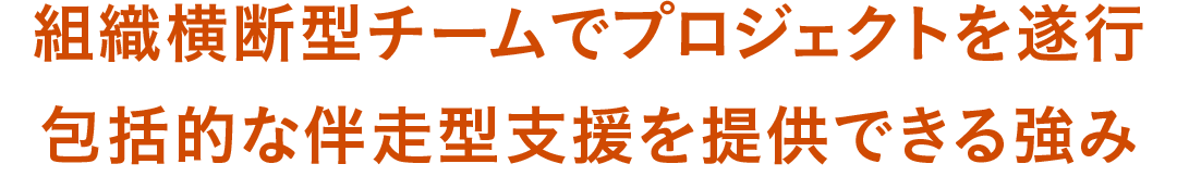 組織横断型チームでプロジェクトを遂行 包括的な伴走型支援を提供できる強み
