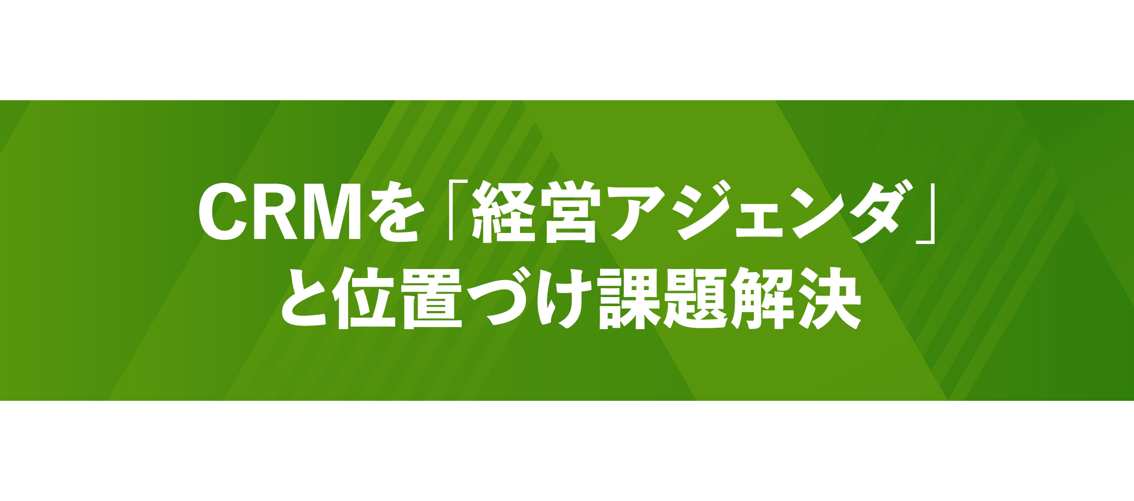 CRMを「経営アジェンダ」と位置づけ課題解決