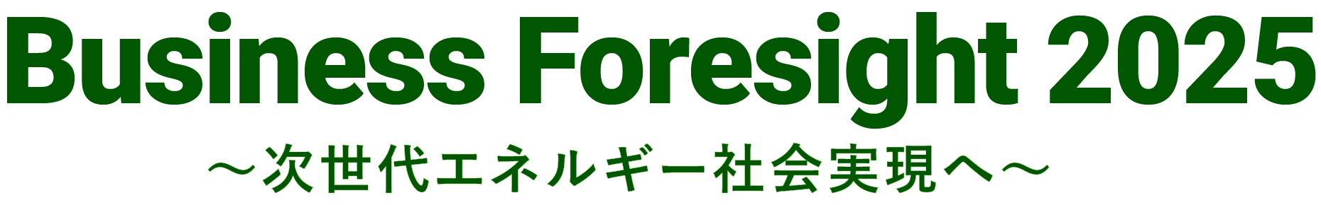 Business Foresight 2025 〜次世代エネルギー社会実現へ〜