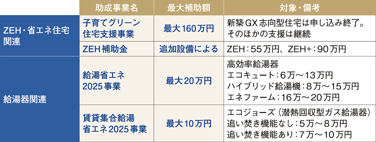 2025年度の主要な補助金・助成金制度（最大補助額）の図表