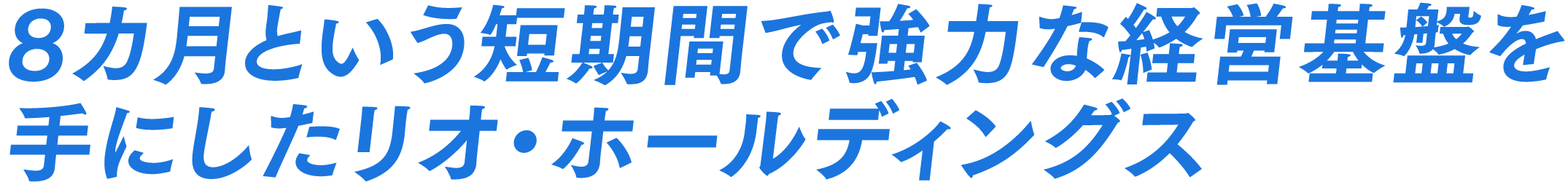 8カ月という短期間で強力な経営基盤を手にしたリオ・ホールディングス
