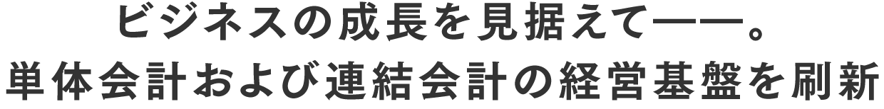 ビジネスの成長を見据えて――。単体会計および連結会計の経営基盤を刷新