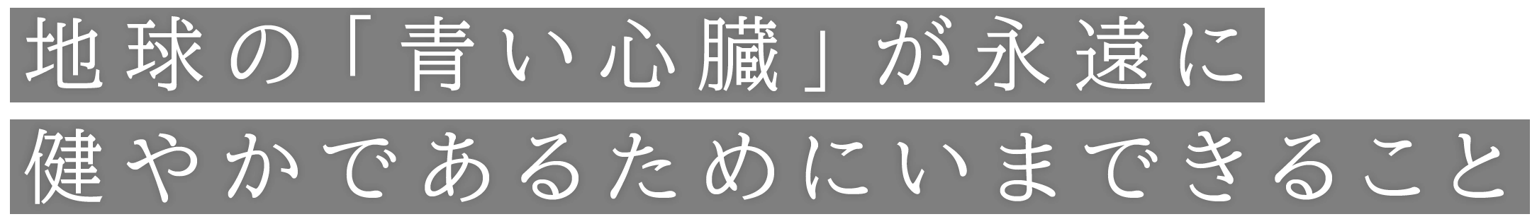 地球の「青い心臓」が永遠に健やかであるためにいまできること